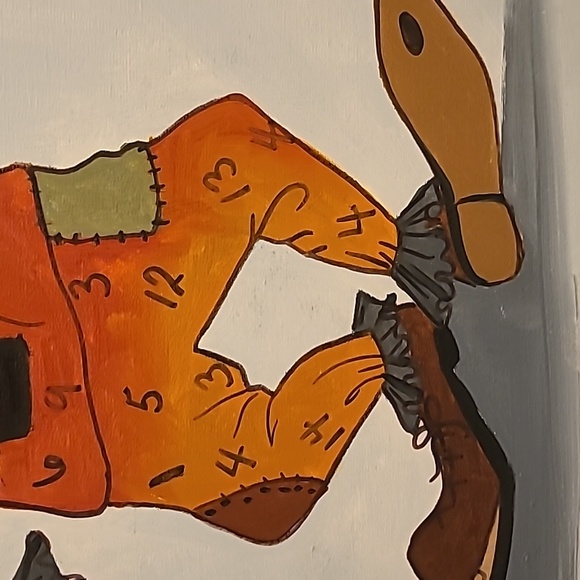 Oil on Canvas Whimsical Clown Wall Art Painting  24" x 20" - Picture 8 of 13